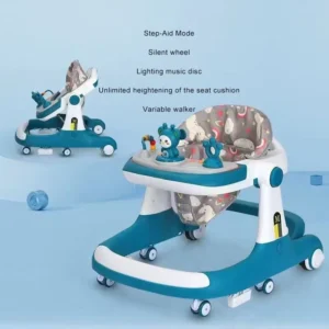 Multifunctional Baby Walker with Plastic Frame Push Seat Wheels for Learning and Sitting Stylish Walking Chair