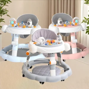 Multifunctional Baby Walker with Wheels and Seat Music Children Toy Walker Sit To Stand Learning Walk Kids Foldable