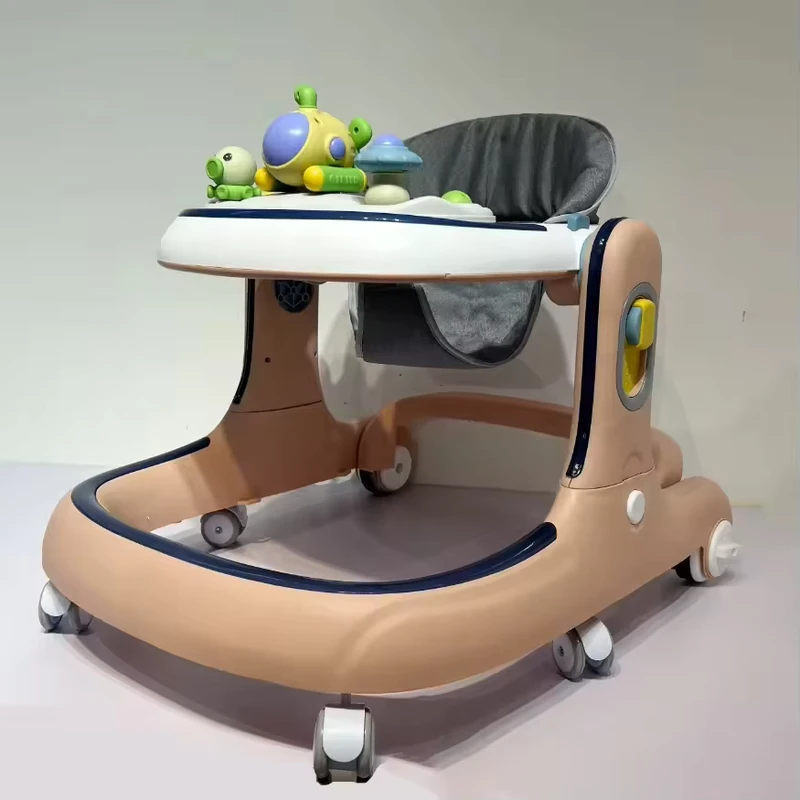 Multifunctional Detachable Plastic Baby Walker with Toy Rack Anti Tip Design Foldable 0-3 Years Old