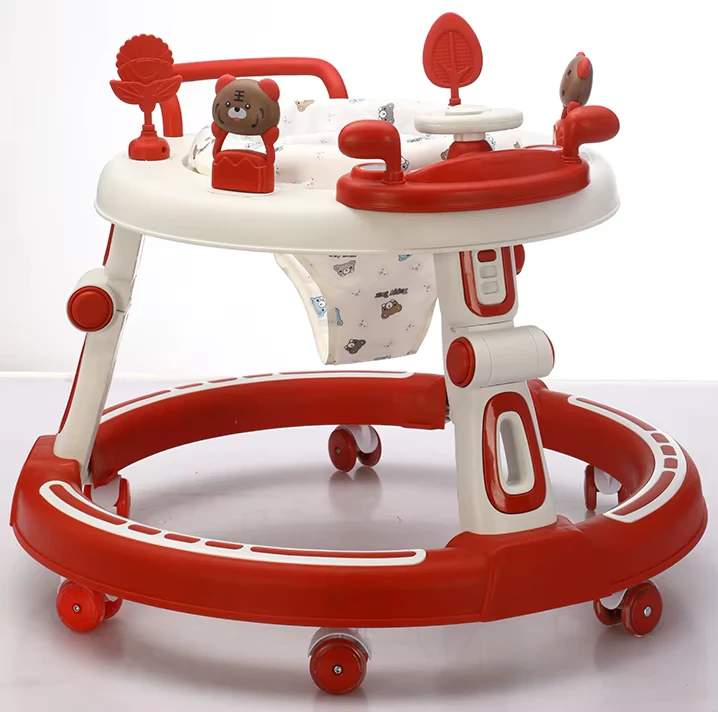 Multifunctional Folding Baby Push Walker Sit to Stand Learning Wheels Seat Plastic Frame