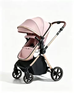 Multifunctional High Landscape Baby Stroller Metal Frame Reversible Push Portable Folding Outdoor Toddler Cart 15kg Load