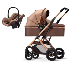 Multifunctional Lightweight Compact Folding Two Way High View Baby Stroller Linen Basket Stainless Steel Frame for Newborn
