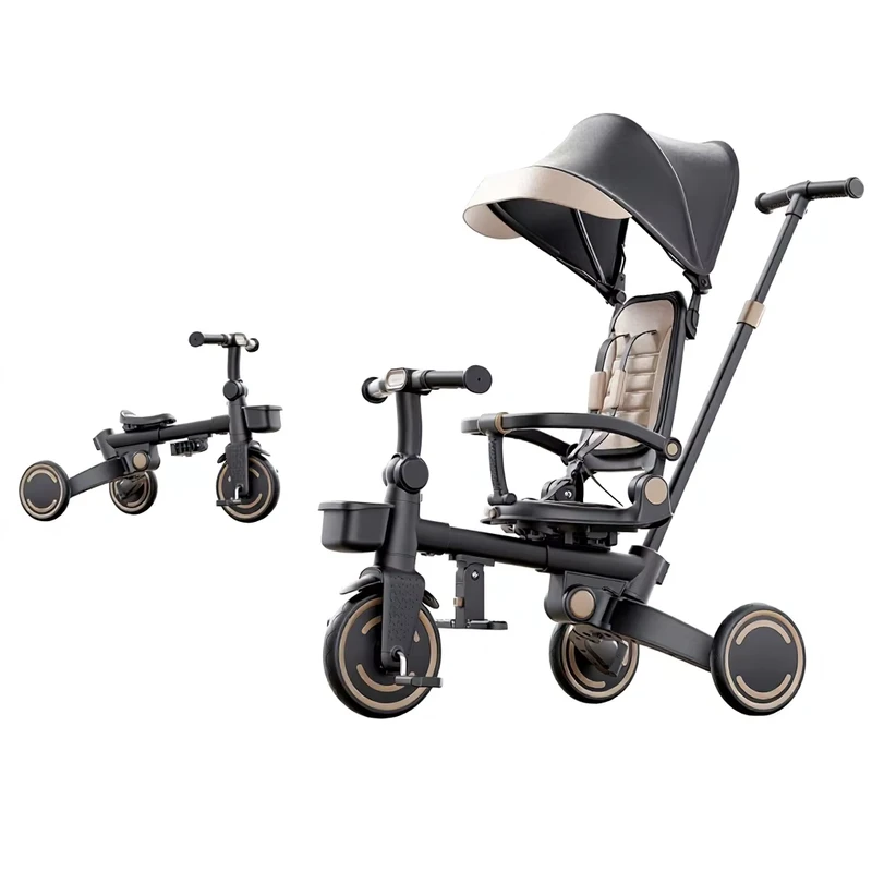Multifunctional Metal Tricycle for Kids 6 12 Months 1 3 Years 3 6 Years Anti Rollover Design Pedal Powered Foldable Steerable