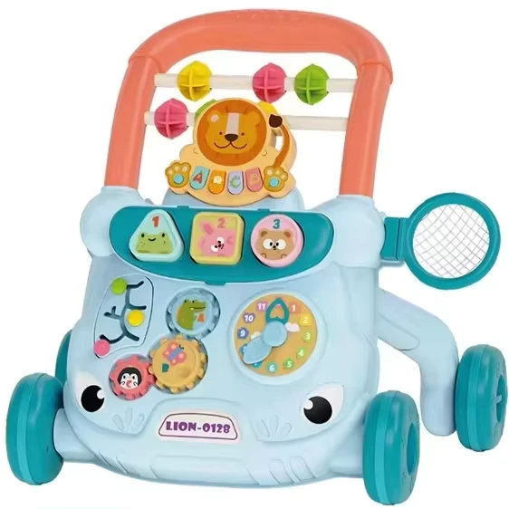 Multifunctional Musical Baby Walker Stable Anti Slip & Anti Tipping Walking Toy Cart for Infants