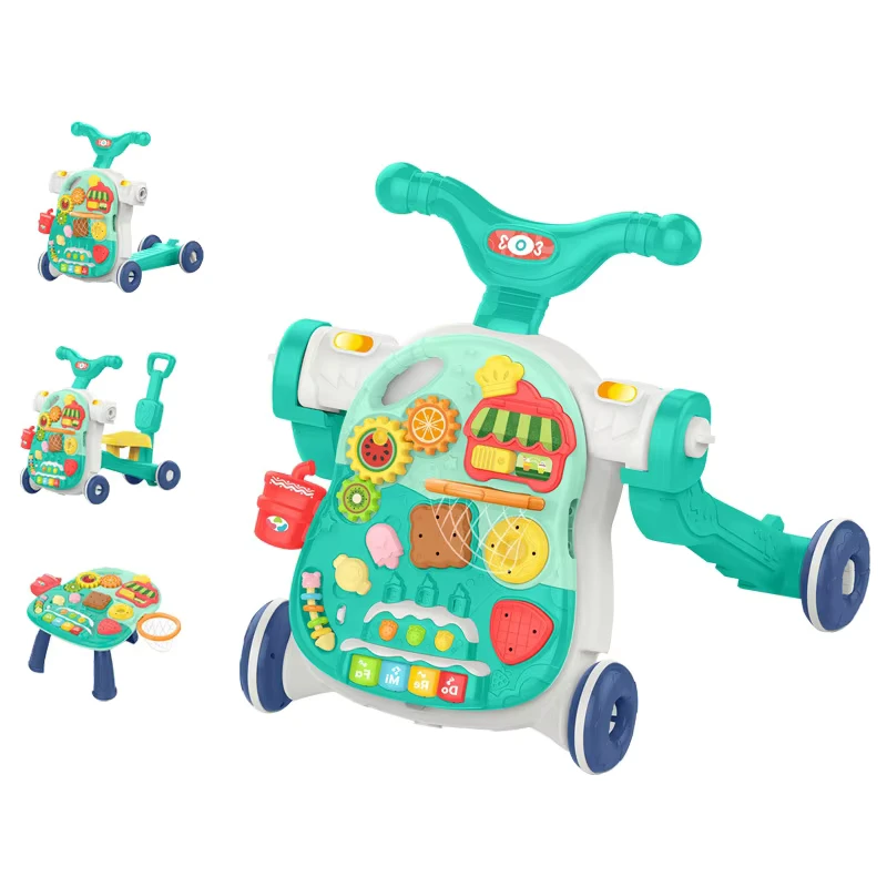 Multifunctional Plastic Baby Walker Five in One Slide Track Early Education Intelligence Learning Table 20KG Load Capacity