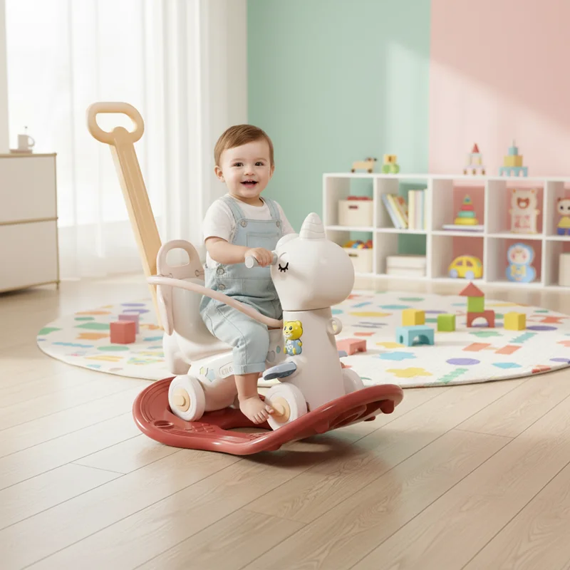 Multifunctional Unisex Factory Custom Children Toy Ages 1-3 Indoor Ride Toys Animals Plastic Rocking Horse