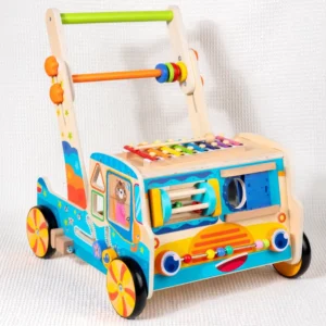 Multifunctional Wooden Toddler Walker Baby Stroller Infant Anti Rollover Scooter Walking Aid Educational Early Learning Toy