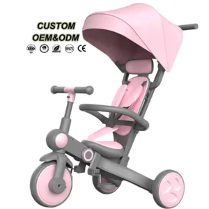 Multifunctional and Fold Toddler Baby Tricycle 3 Wheel Kids Trike Baby Tricycle Transfer to Balance Bike with Parents Putter