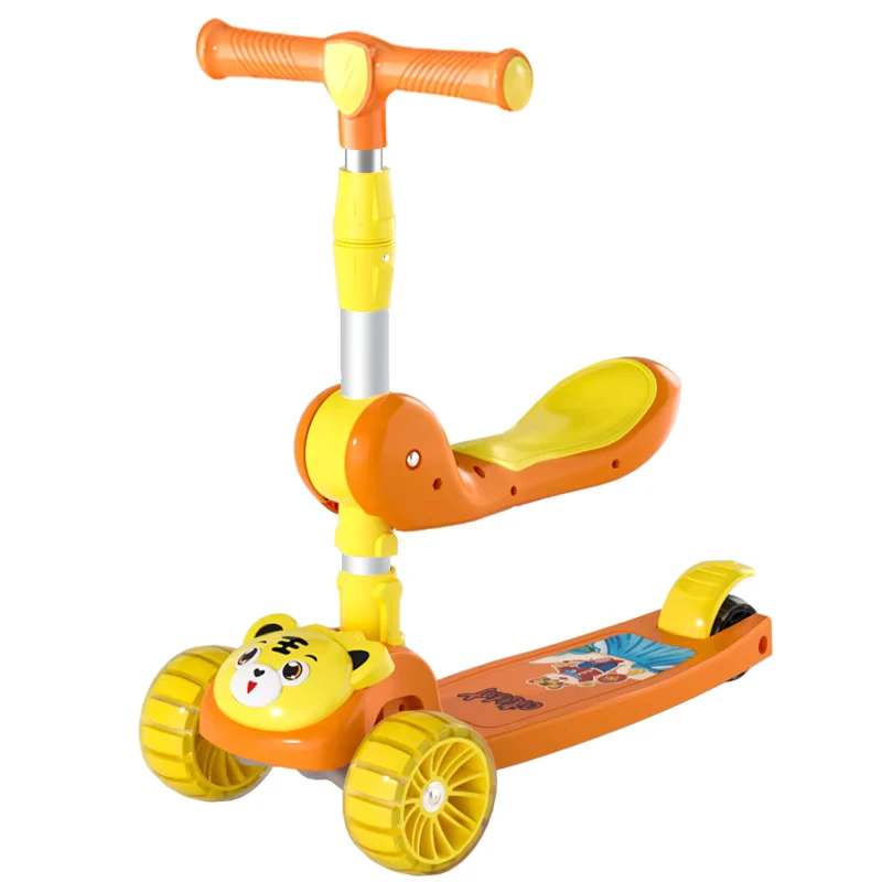 Multimode Foldable Kids Scooter 3 in 1 Design Detachable Seat Push Handle Stable Anti Rollover Height Adjustable Outdoor