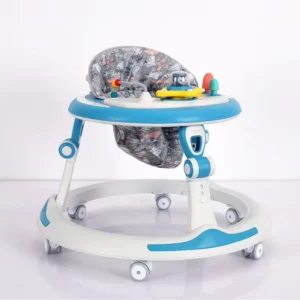 Music Walker for Baby 4 in 1 Musical Flashing Light Anti Rollover Folding Stainless Steel Frame 20KG Load Capacity