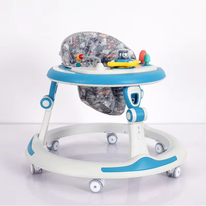 Music Walker for Baby 4 in 1 Musical Flashing Light Anti Rollover Folding Stainless Steel Frame 20KG Load Capacity
