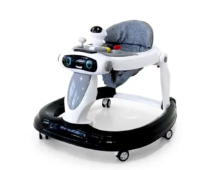 Musical Activity Walker with Adjustable Height Seat Rocker Base and Detachable Play Tray for Growing Babies