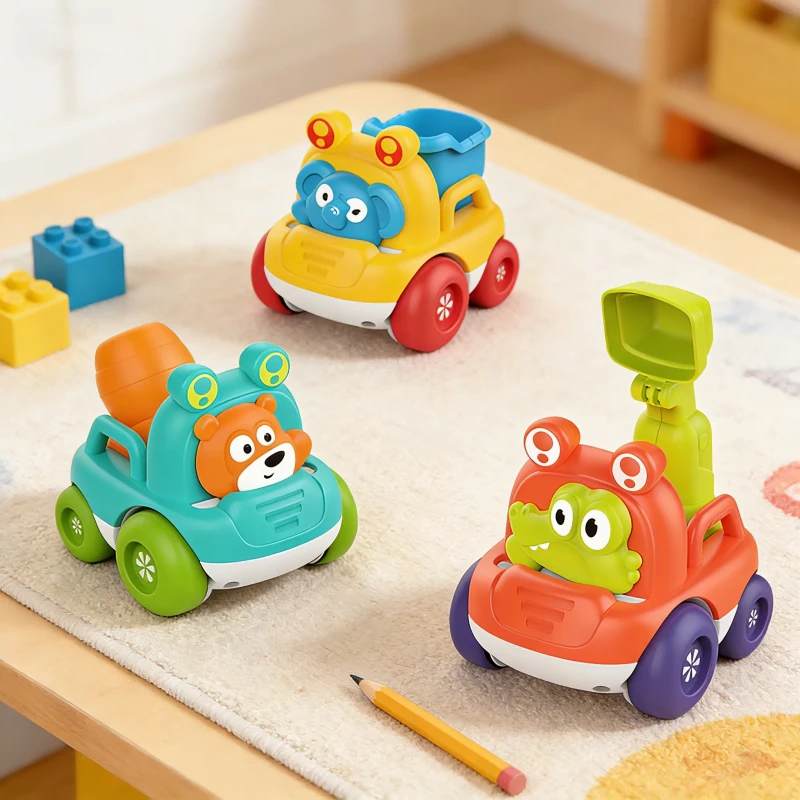 New Arrival Baby Push Car Set PP Plastic Toddler Animal Engineering Vehicle Educational Car Toy for Kid 1 Year Old Boy Gift