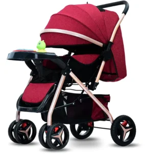 New Arrival Multifunctional Five point Safety Belt Comfortable Baby Stroller with Storage Basket Dinner Tray Rocking Chair