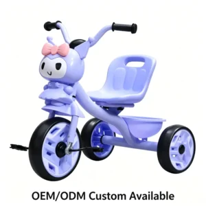 New Baby Tricycle with Music & Child Seat High Carbon Steel Frame Single Speed EVA Plastic 3 Wheels for Kids