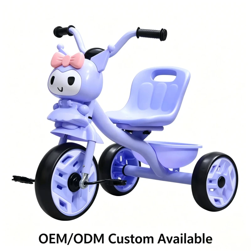 New Baby Tricycle with Music & Child Seat High Carbon Steel Frame Single Speed EVA Plastic 3 Wheels for Kids