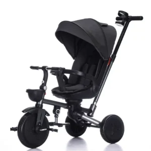 New Children Metal Frame Tricycle Folding Children Tricycle 3 Wheels Tricycle with Sunshade and Push Bar for Kids Children