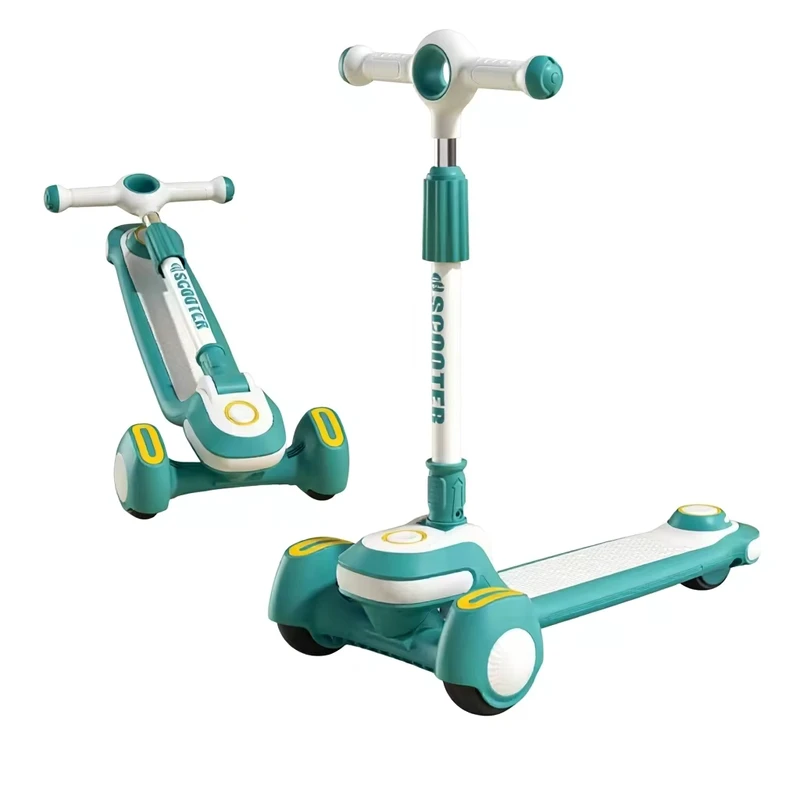 New Children's Scooters PU LED Flash Wheel Children's Toy Foldable With Music Kids Scooter