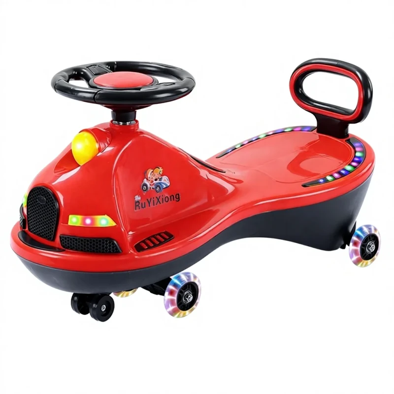 New Desgin Foot Kick Swing Car Plastic Ride on 360 Degree Rotation Baby Toy Twist Plasma Kids' Swing Car with Flashing Wheels