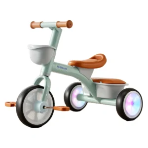 New Design 2 in 1 Kids Tricycle With Parent Push Handle LED Flashing Wheel Baby Ride on Tricycle for Toddlers 1 5 Years Old
