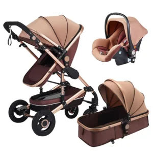 New Design 3 in 1 Aluminum Alloy Frame Linen Fabric Baby Stroller with Easy Folding Portable Adjustable Shock Absorber Wheels