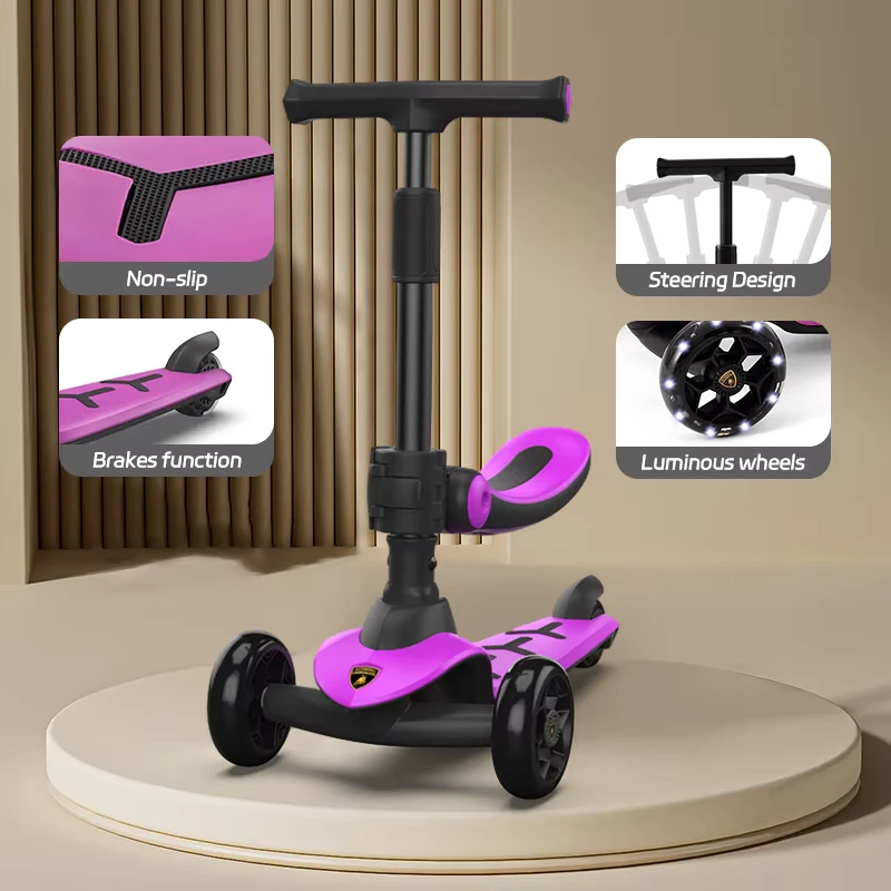 New Design Adjustable Multi Colors Durable Lamborghini 3 Wheels Kick Scooters Foot Scooters Children Scooter