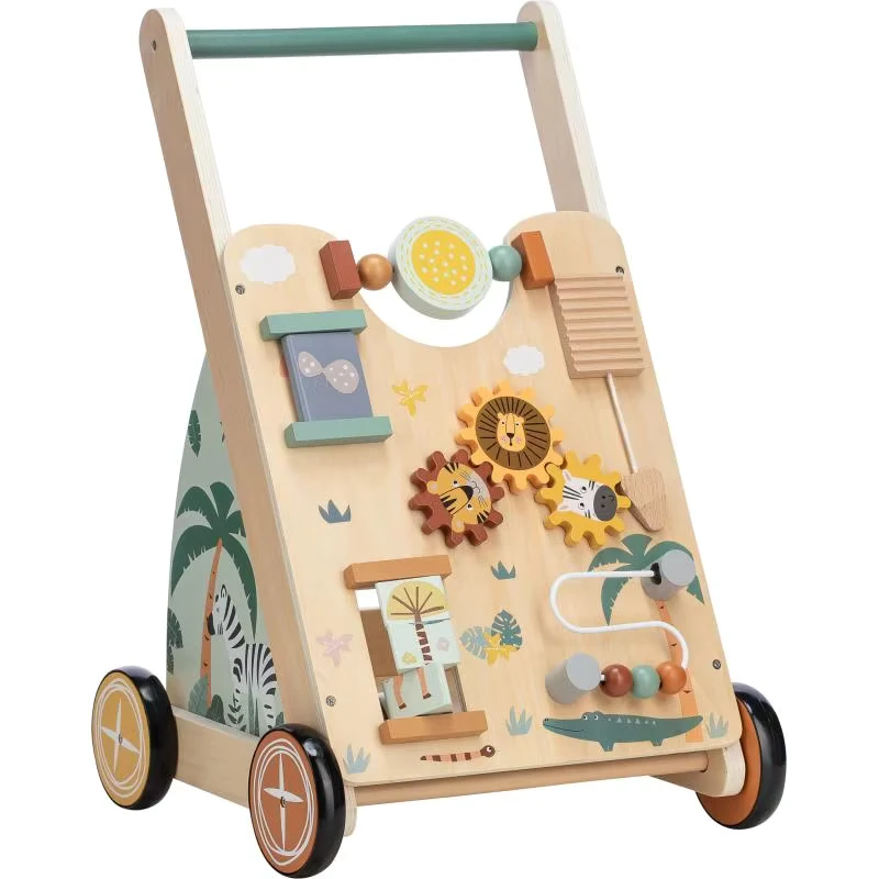 New Design Baby Walker Wooden Baby Stroller with Play Kitchen Fire Truck Push Walker for Kids