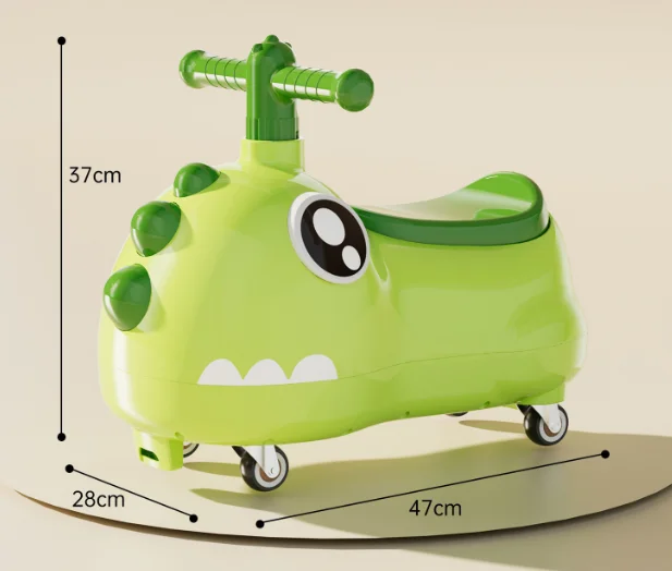 New Design Cartoon Baby Swing Car Baby Rid on Car Plastic Cute Kids Outdoor Ride on Slide Toy Car
