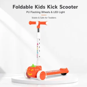 New Design Foldable Kids Scooter Portable Children’s 3 Wheel Kick Scooter with Flashing Wheels Adjustable T Bar for Gift