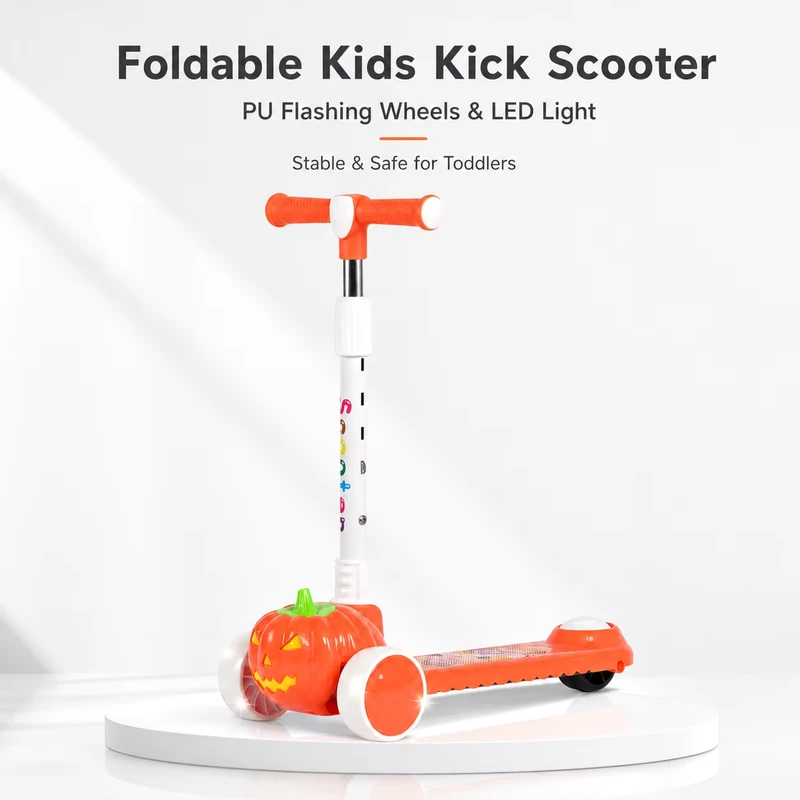 New Design Foldable Kids Scooter Portable Children's 3 Wheel Kick Scooter with Flashing Wheels Adjustable T Bar for Gift