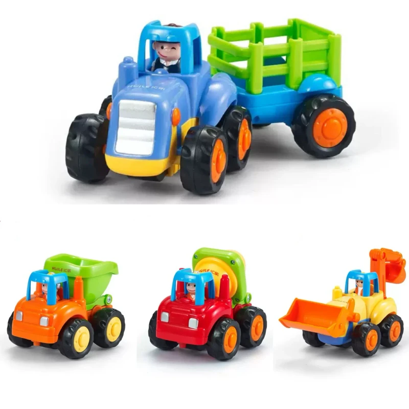 New Inertia Toy Friction Powered Cars Push and Go Cars Tractor Bulldozer Dumper Engineering Vehicles Toys for Kids Gift