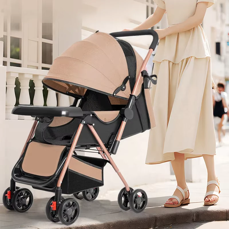 New Light Foldable One Button Baby Stroller Cart for 0 3 Years Old Can Sit and Lie on