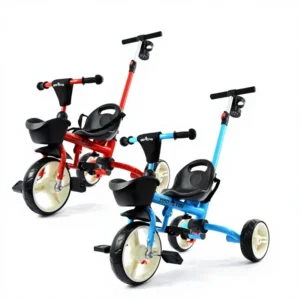 New Model 3 in 1 Foldable Kids’ Tricycle with Push Handle & Pedals Upgraded Children Ride On Toy