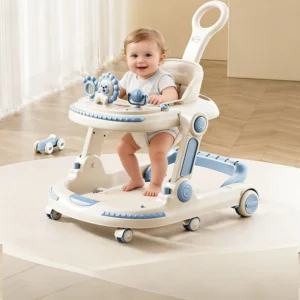 New Model Baby Walker with Light and Music Round Shape 8 Wheels Anti Bow Legs High Back Seat Ideal Gift for 6-12 Months