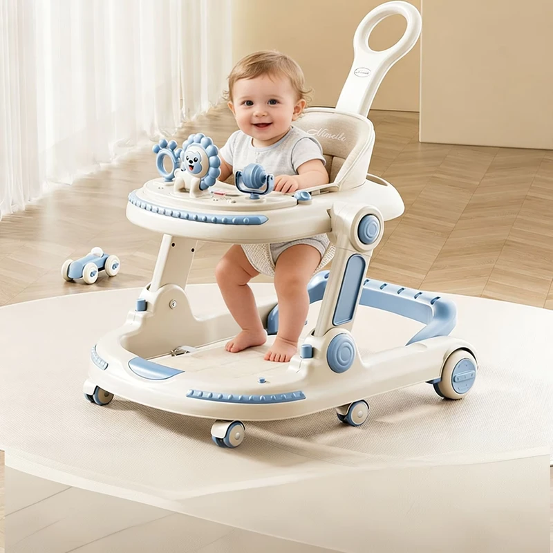 New Model Baby Walker with Light and Music Round Shape 8 Wheels Anti Bow Legs High Back Seat Ideal Gift for 6-12 Months