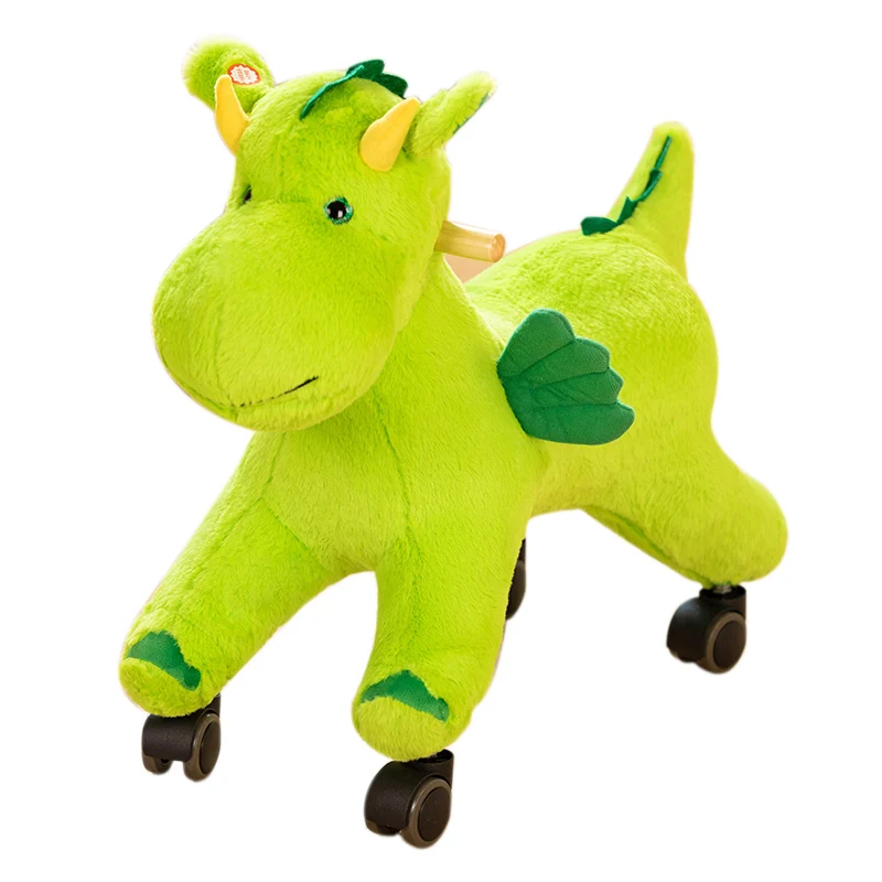 New Plush Animal Toys for Children Green Dinosaur Sliding Horse & Swinging Toys