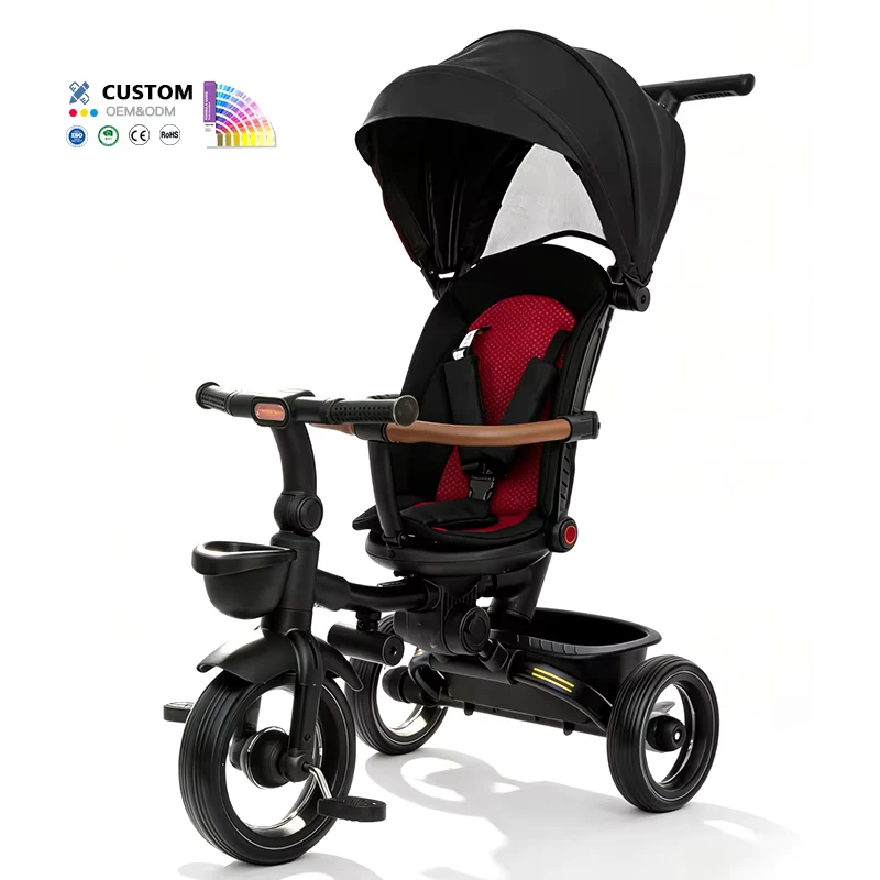 New Popular Style 4-in-1 Kids Baby Tricycle 1-6 Years Old Unisex Children's Tricycle One-click Folding Lightweight Tricycle