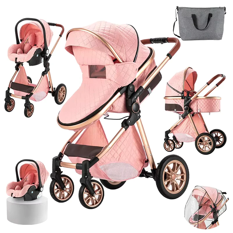 New Safe and Modern Design Baby Stroller With Baby Carriage 3 in 1 Easy to Fold Lightweight Baby Stroller