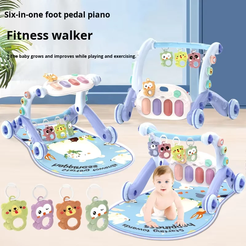 New Six in One Baby Walker Pedal Piano ABS Plastic 0 24 Months Musical Toy Educational Early Learning Music Fitness Rack
