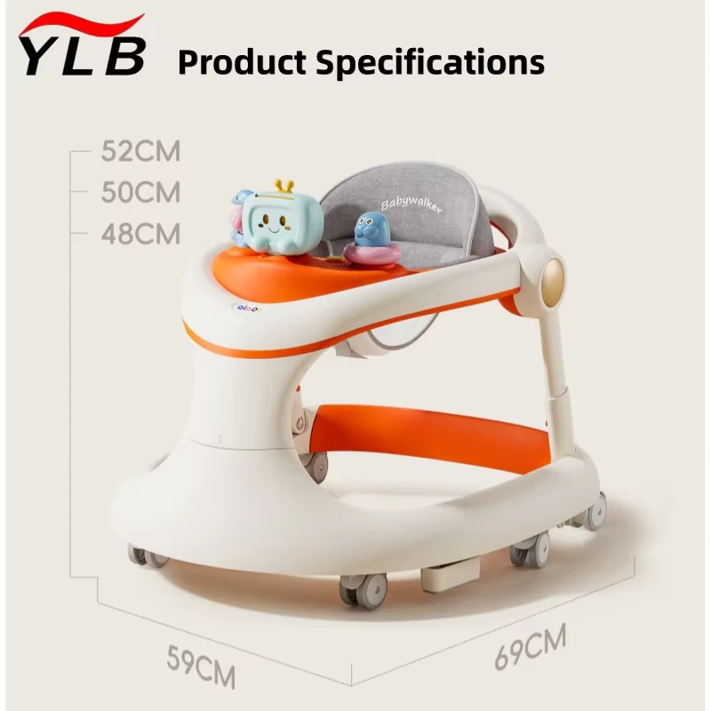 New Style Baby Walker 3 in 1 Adjustable Ride On One Click Folding Soft Seat Music Tray Safe Plastic Construction Geometric Shape