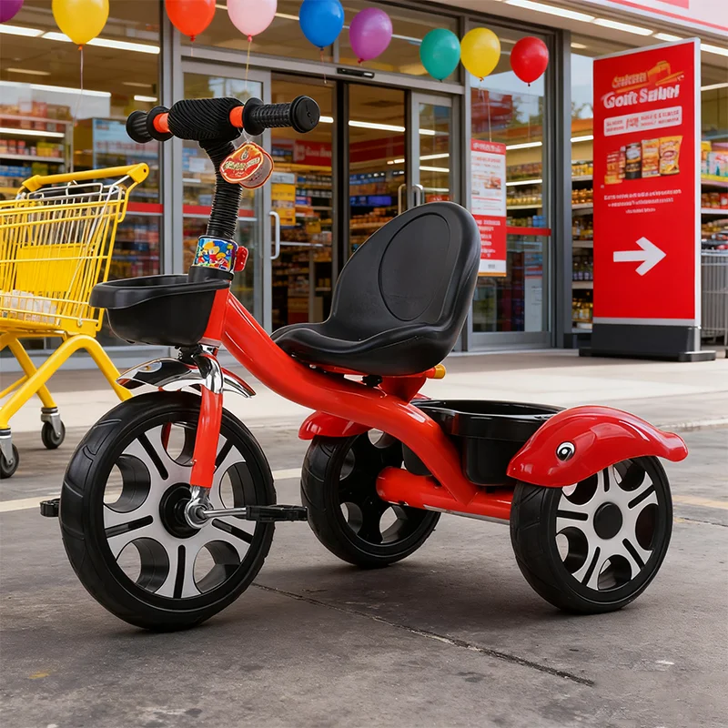 New and High Quality PP and PE Wheels Steel Frame and Plastic Basket Children's Tricycle Suitable for 3-10 Years Old Kids