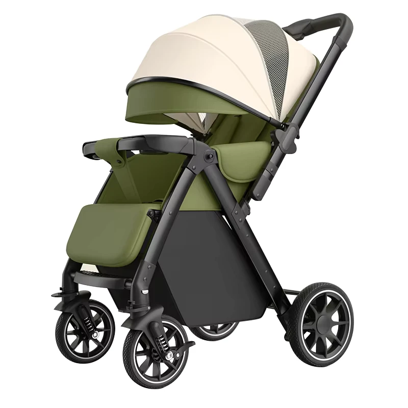 Newborn Baby Stroller Can Be Reclined and Seated with Four-wheel Shock Absorption and Two-way Implementation of 0-3-year-old