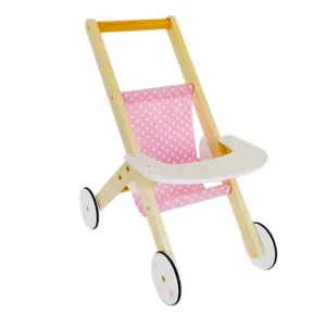 Nordic Wood Deluxe Vintage Baby Doll Jogger Buggy Stroller with Rubber Wheels for Baby Dolls