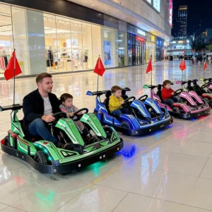 ODM Factory Direct Parent Child Go Kart Glowing Electric Drift Double Ride On Kart for Indoor Mall and Outdoor Playground Rental