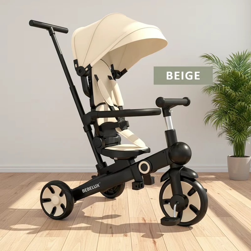 OEM 9-in-1 Multifunction Kids Tricycle Parent Push Trike Adjustable Toddler Baby Tricycle for Outdoor Riding