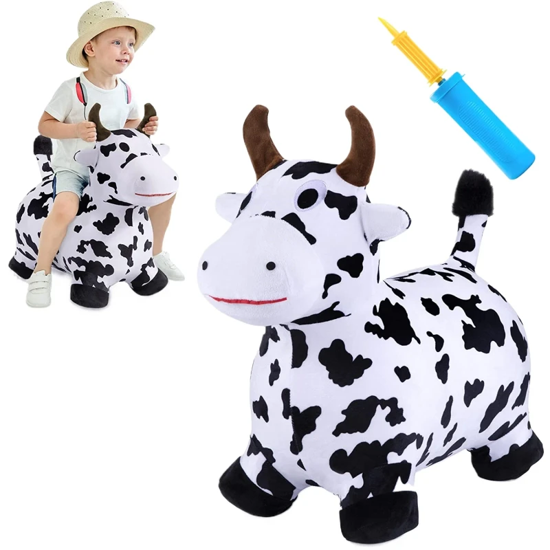 OEM Cow Bouncy Horse Toy Inflatable Bouncing Horse Outdoor Ride on Bouncy Farm Animals Birthday Gift