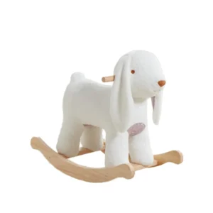 OEM Factory Supplier’s Unisex 2 4 Years Wooden Bunny Rocker Chair Cute Rabbit Plush Fabric Ride Toy Animal Wooden Rocking