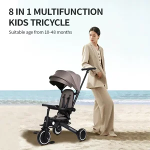 OEM Foldable 8 in 1 Kids Tricycle with Reversible Seat One Button Fold Baby Trike 3 Wheel Children Ride on Bike for Travel