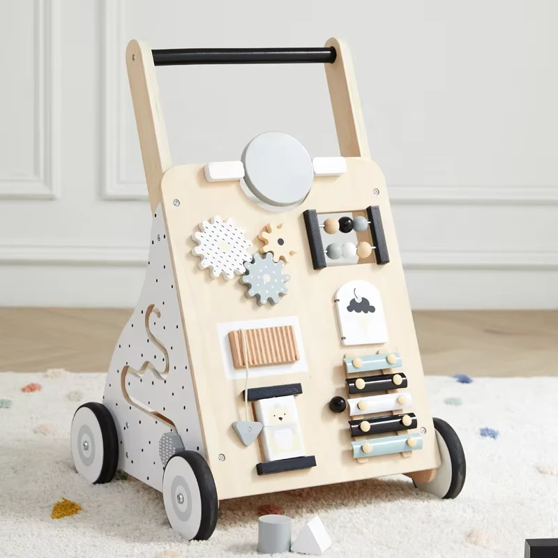 OEM Manufacturer Busy Board Sensory Early Learning Montessori Wooden Activity Baby Walker