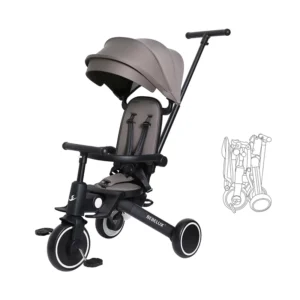 OEM ODM 8 in 1 Foldable Baby Tricycle with Reversible Seat Parent Push Trike for Toddlers